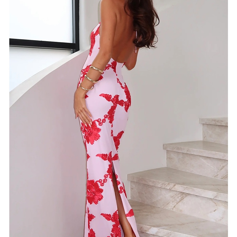 White Fox Boutique Pink and Red Floral Maxi Dress - “Summer Ready”